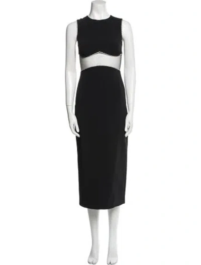 Pre-owned David Koma Crew Neck Midi Length Dress In Black