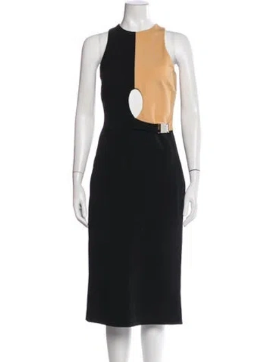 Pre-owned David Koma Crew Neck Midi Length Dress In Black