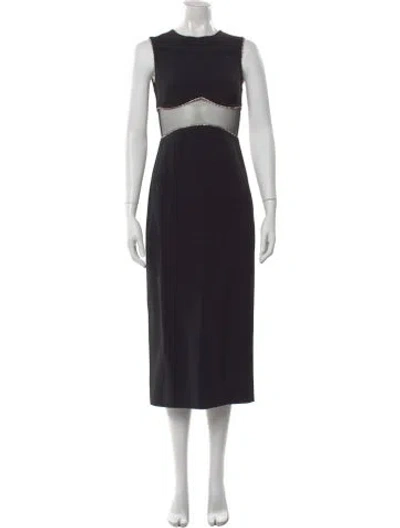 Pre-owned David Koma Crew Neck Midi Length Dress In Black