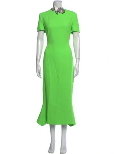 Pre-owned David Koma Crew Neck Midi Length Dress In Green