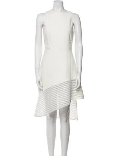 Pre-owned David Koma Crew Neck Midi Length Dress In White