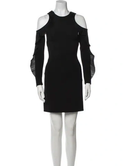 Pre-owned David Koma Crew Neck Mini Dress In Black
