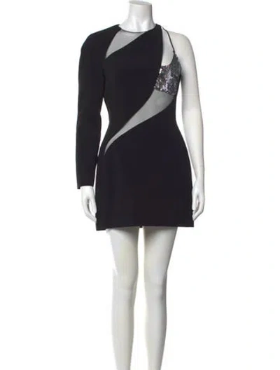 Pre-owned David Koma Crew Neck Mini Dress In Black