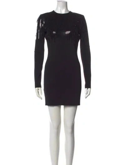 Pre-owned David Koma Crew Neck Mini Dress In Black