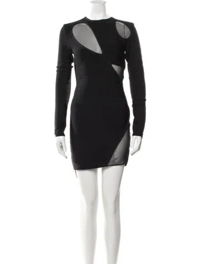 Pre-owned David Koma Crew Neck Mini Dress In Black