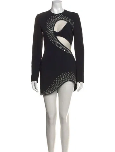 Pre-owned David Koma Crew Neck Mini Dress In Black