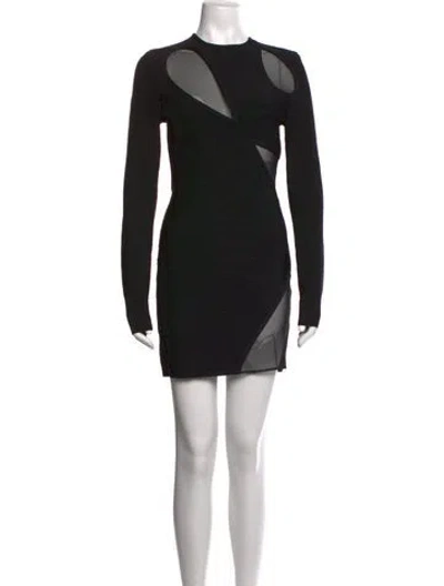 Pre-owned David Koma Crew Neck Mini Dress In Black