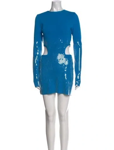 Pre-owned David Koma Crew Neck Mini Dress In Blue