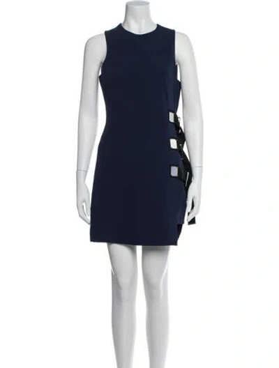 Pre-owned David Koma Crew Neck Mini Dress In Blue