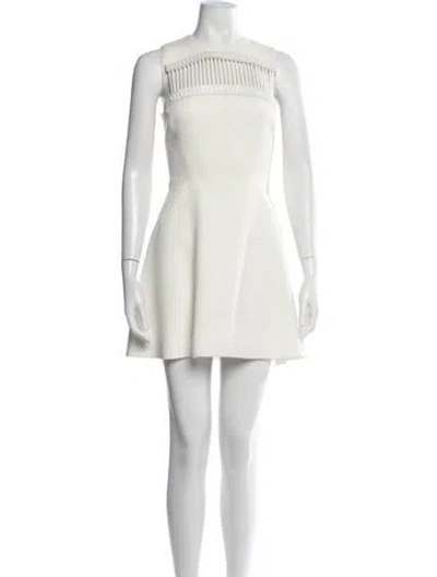 Pre-owned David Koma Crew Neck Mini Dress In Neutrals