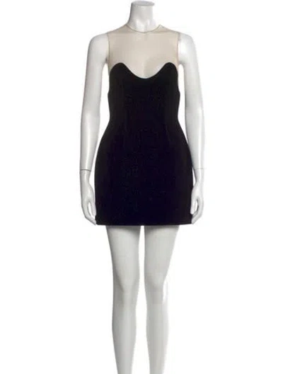 Pre-owned David Koma Crew Neck Mini Dress W/ Tags In Black