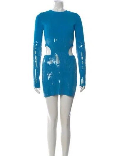 Pre-owned David Koma Crew Neck Mini Dress W/ Tags In Blue
