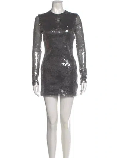 Pre-owned David Koma Crew Neck Mini Dress W/ Tags In Gray