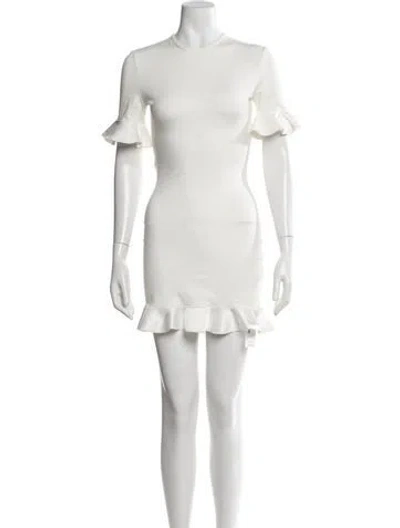Pre-owned David Koma Crew Neck Mini Dress In White