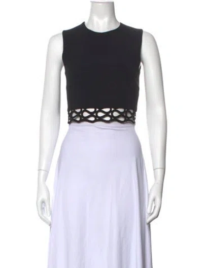 Pre-owned David Koma Crew Neck Sleeveless Crop Top In Black