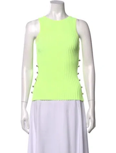 Pre-owned David Koma Crew Neck Sleeveless Top In Green