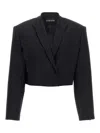 David Koma Short Blazer With Long Sleeves And Pockets In Negro