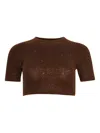 David Koma Rhinestone Embroidered Crop Top In Brown