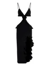 DAVID KOMA DAVID KOMA 'CROSSBODY & OPEN LEG RUFFLE' DRESS