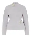David Koma Crystal Brooch Detail Peplum Top In Gray