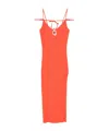 David Koma Gestricktes Maxikleid Mit Kristallschnalle In Orange
