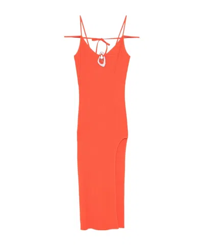 DAVID KOMA CRYSTAL BUCKLE KNIT DRESS