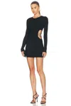 David Koma Crystal Buckle And Cutout Knit Mini Dress In Black & Silver