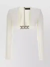 David Koma Crystal Chain 3d Square Neck Top
