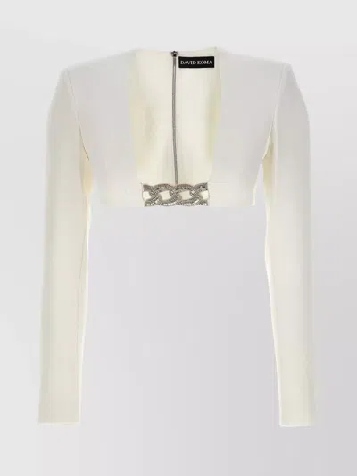 DAVID KOMA CRYSTAL CHAIN 3D SQUARE NECK TOP