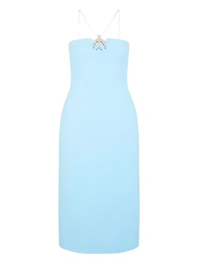 David Koma Crystal-chain Swallow Midi Dress In Blue
