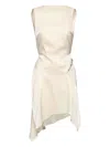 David Koma Crystal-claw Asymmetric Dress In White