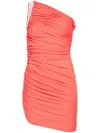 David Koma Crystal-claw Draped Crepe-jersey Mini Dress In Orange