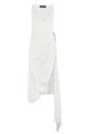 David Koma Crystal Claw Embr Detail Asymmetric Gown In White