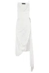David Koma Crystal Claw Embr Detail Asymmetric Gown In White Silver