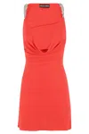 David Koma Crystal Claw Embr Detail Cowl Neck Mini In Orange