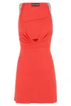 David Koma Crystal Claw Embr Detail Cowl Neck Mini In Orange