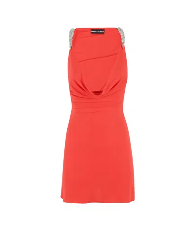 DAVID KOMA CRYSTAL CLAW EMBR DETAIL COWL NECK MINI