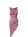 David Koma Crystal Embellished Asymmetric Dress In Pink Acetate In Pink
