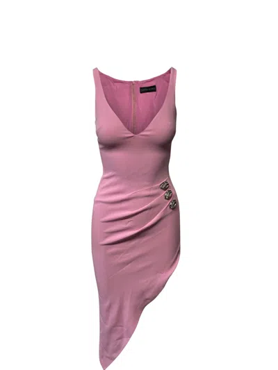 David Koma Crystal Embellished Asymmetric Dress In Pink Acetate