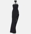 David Koma Crystal-embellished Asymmetric Gown In Black/silver