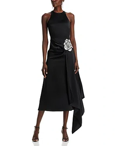 David Koma Crystal Embellished Asymmetric Scarf Dress In Black/silver