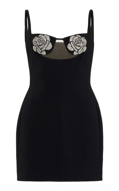 David Koma Crystal-embellished Cady Bustier Mini Dress In Black