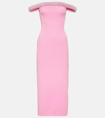 David Koma Crystal-embellished Cady Midi Dress In Pink