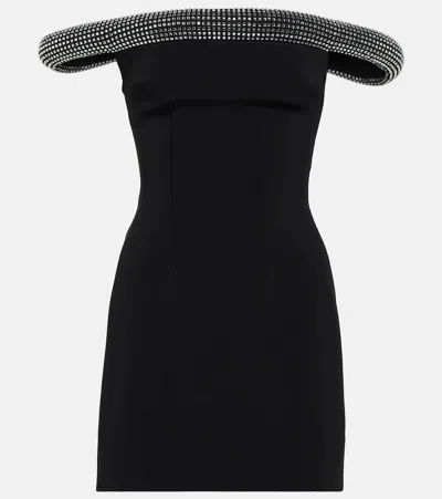 David Koma Crystal-embellished Cady Minidress In Black