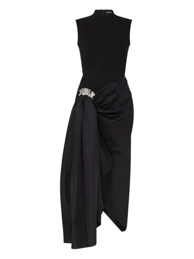 David Koma Crystal-embellished Draped Dress In Black