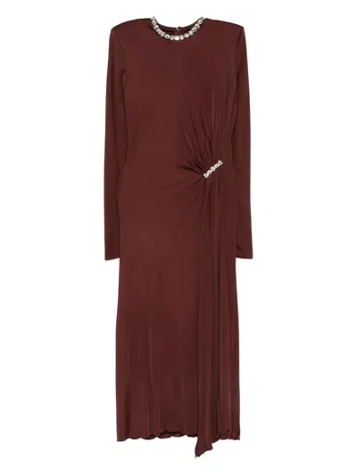 DAVID KOMA CRYSTAL-EMBELLISHED DRAPED DRESS