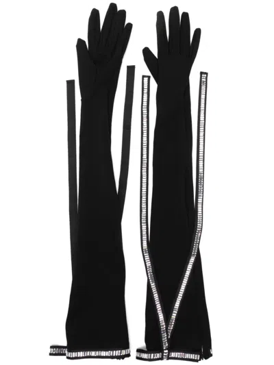 David Koma Crystal-embellished Gloves In Black