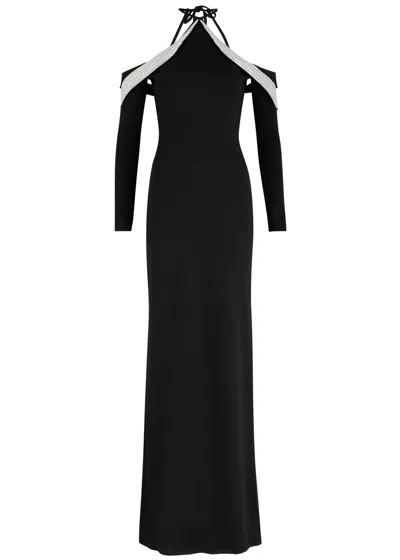 David Koma Crystal-embellished Jersey Gown In Black And Silver