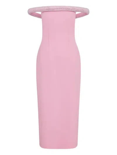 David Koma Crystal-embellished Midi Dress In Pink