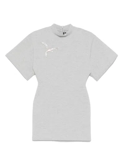 David Koma Crystal-embellished Mini Dress In Gray